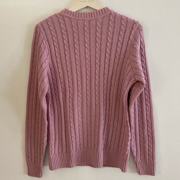 🌟 NWT Classic Cotton Crew Cable  Sweater Rose - Picture 2 of 5